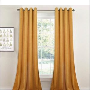 Yellow (mustard/warm gold) velvet curtains 84”L